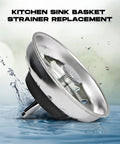 Kitchen Sink Basket Strainer Replacement for Standard Drains 3.25 Inch Chrome Plated Stainless Steel with Rubber Stopper