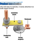Heavy Duty Welding Magnetic Ground Clamp Set With Copper Tail featuring strong magnets, insulation board, and conductive rods