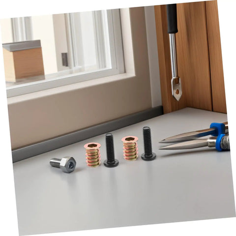 Metal Threaded Wood Inserts Kit With Bolts Hex Wrenches And Drill Bit for flush furniture fasteners on countertop