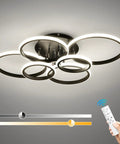 Dimmable 99W Modern LED Ceiling Light With Remote Control Six Ring Circle Design showing the rings and remote.