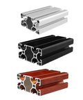 Sleek 1000mm T-Slot Aluminum Profile Extrusion Rail For CNC Frames And 3D Printer Parts in black, silver, and wood finishes.