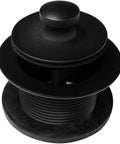 Matte Black Tub Drain Kit With Coarse Threads And Twist Close Plug Plus Two Hole Overflow Faceplate from a top view.