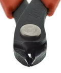 Close-up of Maxi Shear Flush Cutter Red Premium Pack Heavy Duty Wire Cutter for Soft Wire Up To 12 AWG, showing micro-shear blade.