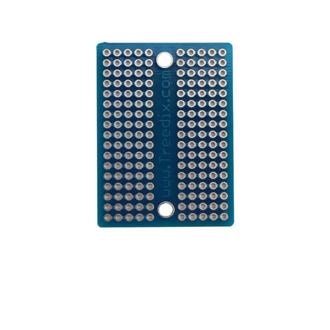 Nine Piece Mini Solderable Breadboard PCB Prototype Shield Board Double Sided With Tinned Gold Plated Holes Compatible With Arduino And Raspberry Pi Expandable With Pin Headers For DIY Electronics Projects And Soldering Experiments, front view