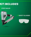 Strap Tite Fastening System Strip Nailer For Wood And Metal Connectors, Pro Preferred Pneumatic Nailer With Safety Glasses