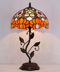 Fish Scales Tiffany Style Stained Glass Table Lamp For Desk Or Nightstand, 12 By 12 By 19 Inch Bronze Leaf Base