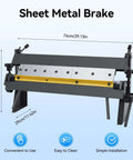 24 Inch Box And Pan Metal Brake With Removable Fingers For DIY Pros, Sheet Metal Folder, front view, size dimensions shown