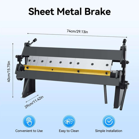 Heavy Duty Sheet Metal Brake For Carbon Steel Aluminum Copper, 0-135 Degree Pan And Box Style Bending Brake with dimensions