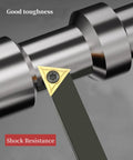 Side view of a 1/2-inch indexable carbide lathe turning tool holder with TCMT inserts