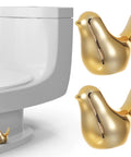 Premium Quality Pretty Sweet Ceramic Toilet Bolt Caps With Top Notch Gold Bird Trim Easy Swap Screw Covers For Modern Bathroom Decor And Straight Forward Setup