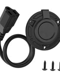 No Sweat Waterproof Rv Shore Power Inlet With Integrated 16 Inch Extension Cord 15 Amp 125 Volt Ac Port Receptacle Box for Campers and Trailers close-up with screws.