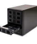 Built Tough 4 Bay 3.5 Inch Sata Iii Hdd Enclosure With Usb 3.0 And Esata Ports, black external drive box with one bay extended.