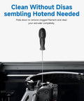 0.4mm Needle Clog Poke Pro Grade For 1.75mm 3D Printer Nozzles Stainless Steel Cleaner Kit with a soft rubber handle in use
