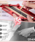 Image comparing Heavy Duty Center Finder Gauge With Interchangeable Stainless Rods to other doweling jigs; shows accurate positioning features.
