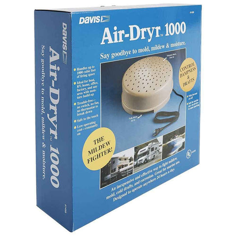 Packaging of Air-Dryr 1000 Dryer For RVs Boats Cabins Basements And Vacation Homes No Fuss Quiet Operation Uses Very Little
