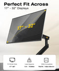Single Monitor Mount For Up To 32 Inch Screens With Mechanical Spring Arm VESA 75x75 Or 100x100 Space Saving Computer Monitor Stand Model A5 Black 2026 Upgrade No Gas Sag Secure And Solid shown with screen dimensions.