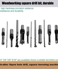 Built Tough Three Quarter Inch Square Hole Drill Bits Mortising Chisel Set Heavy Duty Bearing Steel With Sharp Cutting Edges for precision drilling tools.