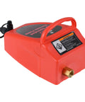 4.2 Cfm Pneumatic Vacuum Pump Air Operated Evacuation Tool For Automotive Air Conditioner Systems lightweight red, portable vacuum pump with warning label.