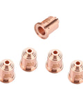 Durable 85 Amp Plasma Cutter Nozzle Tips And Consumables For Max85 Torch with five heavy copper tips designed for precision cutting.