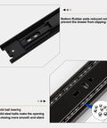 Sixteen Inch Full Extension Drawer Slides Set With Ball Bearing, Built Tough, 6 Pairs, 12 Pieces, Three Fold Full Extension, Side Mount, 100 Lb Capacity, Black Finish, Easy Install For Kitchen Cabinets And Furniture with detailed view of ball bearing and rubber pads for smooth operation.