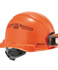 Vented Hard Hat With LED Light Cap Style Safety Helmet Ratchet Suspension Class C Construction Gear All Day Comfort With Sweatband Breathable Liner Orange