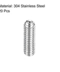 Heavy Duty Ball Point Set Screws M4 X 12mm 304 Stainless Steel Spring Loaded Hex Socket Fasteners 20 Pack displayed upright with a shiny finish.