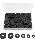 240 Piece Rubber Washers Set In 6 Sizes Black Sealing Gaskets For Plumbing And DIY Repairs Durable Heat Resistant Seals For Home Maintenance Projects Right Now, assorted sizes in case