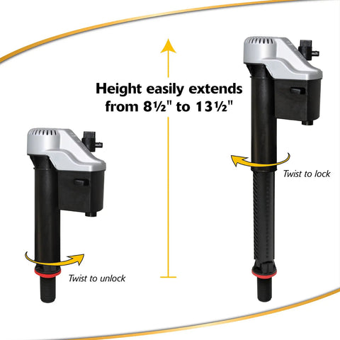 Adjustable fill valve from 2 Inch Complete Toilet Repair Kit for fixing running and noisy toilets, easy install in home and bath.