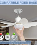 Person installing Remote Dimmable Socket Fan Light, 20.5 Inch Screw-In Ceiling Bulb Fan Combo With Socket Extender in living room.