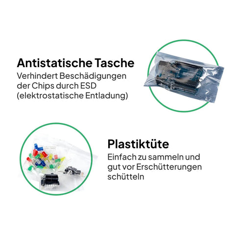Rad Uno R3 Compatible Electronics Kit For Arduino IDE Beginners with ESD protection bag and plastic collection pouch for easy use.