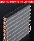 Copper aluminum fin condenser with visible rounded pipes and sleek design, ideal for HVAC systems and cooling applications.