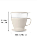 Single Serve Pour Over Coffee Maker With Auto Drip Tank For A Balanced Brew showing size dimensions and measurement marks