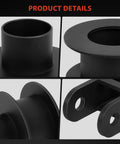 Close-up of Bulletproof Steel Coil Lift Spacers for Front Leveling Kit For 2005 To 2024 Ford F250 And F350 Super Duty 4WD Trucks.