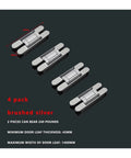Four Piece Invisible Secret Door Hinges Set With Hidden Three Dimensional Cross Adjustment for Wooden Doors, brushed silver