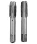 Two Piece Metric Thread Tap Set HSS High Speed Steel Straight Flute Hand Tapping Tools For Through Hole Threading M5 M8 M10 M12 Pro Grade Durable Cutters For Quick Clean Threads In Metalworking, two taps shown