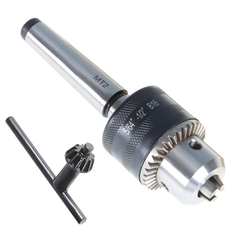 Premium B16 Drill Chuck Featuring Badass Tight Hold And Hella Tough Build For Mini Metal Lathes Tailstocks With MT2 Arbor, 5/64 to 1/2 inch range.