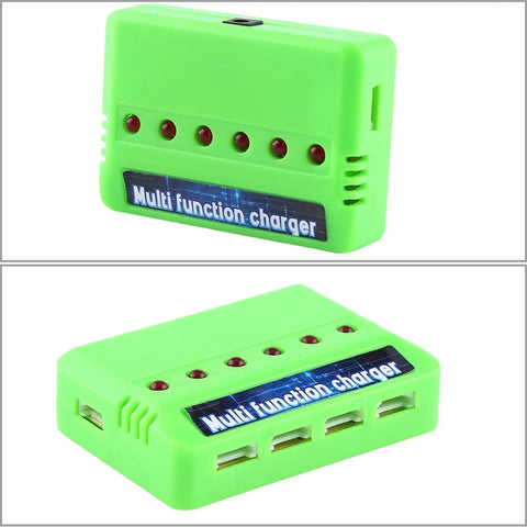 6 In 1 Drone Battery Charger For X5C RC LiPo Batteries With Overcharge Protection, six green USB ports, multi-port charger station