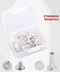 Heavy Duty 50 Pack M5 X 15mm Phillips Chicago Screw Posts Binding Screws Assortment Kit in a transparent storage case.