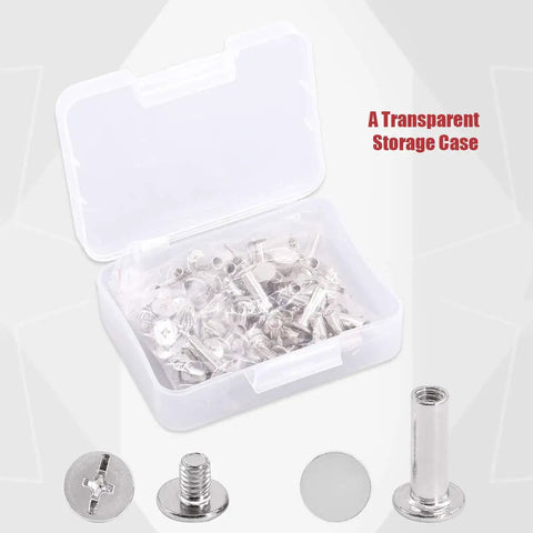 Heavy Duty 50 Pack M5 X 15mm Phillips Chicago Screw Posts Binding Screws Assortment Kit in a transparent storage case.