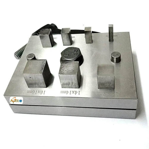 Square Shape Disc Cutter Set 7 Piece Punch Tool Kit For Jewelry Making, Metal Sheet Cutter with visible squares and markings.
