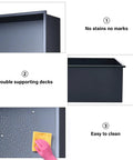 Close-up features of Black Stainless Shower Niche Shelf 12.5 X 12.5 X 4.7 Inches, including easy to clean surface.