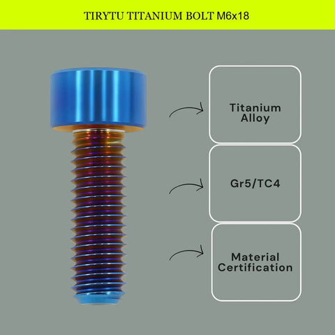 M6x18 Titanium Bolts Four Pack, Aerospace Grade Titanium For Ultra Lightweight Strength, Rust Proof, socket head bolt