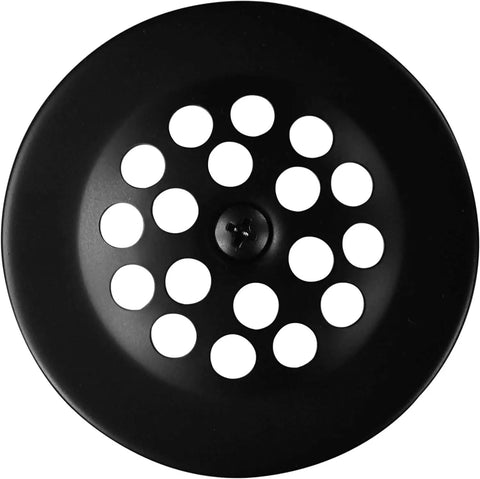 Top view of Beefed-Up Beehive Grid Bath Waste With Matte Black Finish, showing circular grid pattern.