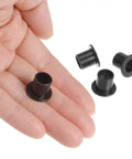 4 Pack Flanged Nylon Sleeve Bearings For Shafts, Self Lubricating Black Bushings, shown on a hand, 8.2mm bore, low friction