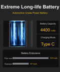 Image showing the battery capacity of 4400mAh and USB Type C charging for the Portable Coffee Grinder With 60 Grind Settings And Conical Burr.