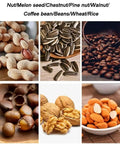Various nuts and seeds, including peanuts, sunflower seeds, coffee beans, and walnuts, for use with Straight Up Dope Electric Coffee Bean Roaster And Nut Roasting Machine Featuring Adjustable Thermostat Controls And Heavy Duty Stainless Steel Heating Tube For Quick Home Batch Processing Daily.