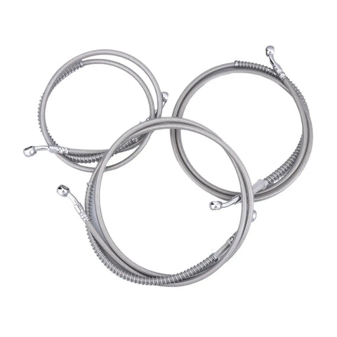 50-200CM Motorcycle Brake Hose Kit For Solid Power Transfer And Quick Stops Plug And Play Install With Matching Ends Low Maintenance Brake Line Replacement For Reliable Emergency Stopping Performance, braided silver hose set