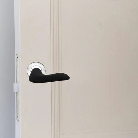 4 Pack Tough Neoprene Door Handle Covers Rock Solid Weatherproof Shield on door handle providing grip and protection.