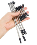 Optional Stainless Links for Ultra Light Carbon Fiber LCG Chassis Kit For 1/10 RC Crawler Rigs held in a hand