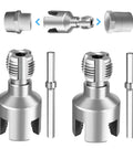 All In One Pipe Threading Tool Kit For One Half And Three Quarter Inch PVC Water Pipes Internal And External Threading Opens Threads Fast Pro Grade Universal Compatibility With PPR MPP Piping Fits Electric Drill 2025 Model components showing cutters and adapters.